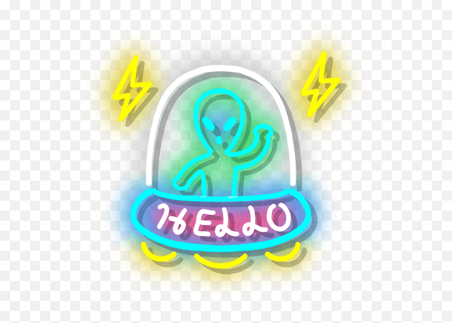 Neon Neonlight Alien Ufo Spark Hello Cute Colorful Ligh - Neon Alien Png Emoji,Spark Emoji