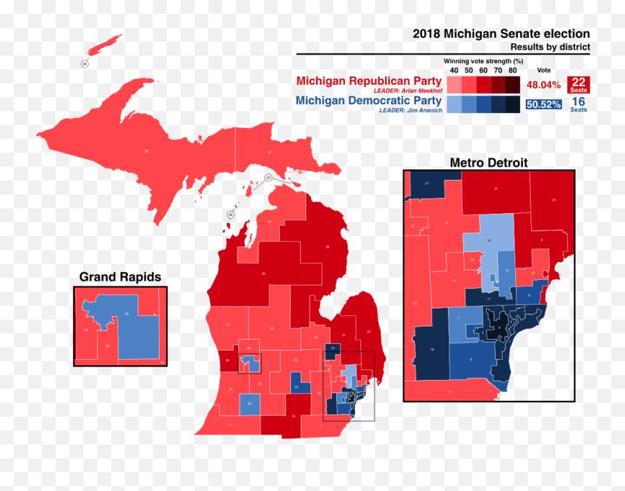 2018 Michigan Senate Election - Michigan 2018 Election Map Emoji,Michigan State Emoji