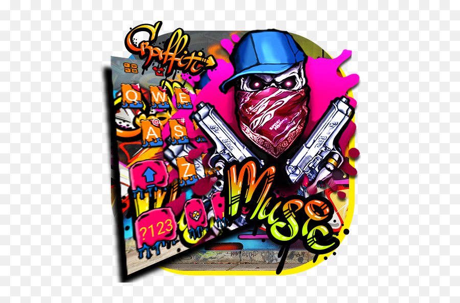 Graffiti Gun Mask Skull Keyboard Theme - Tema Keyboard Graffiti Gun Mask Skull Emoji,Emoji Tattoo Gun