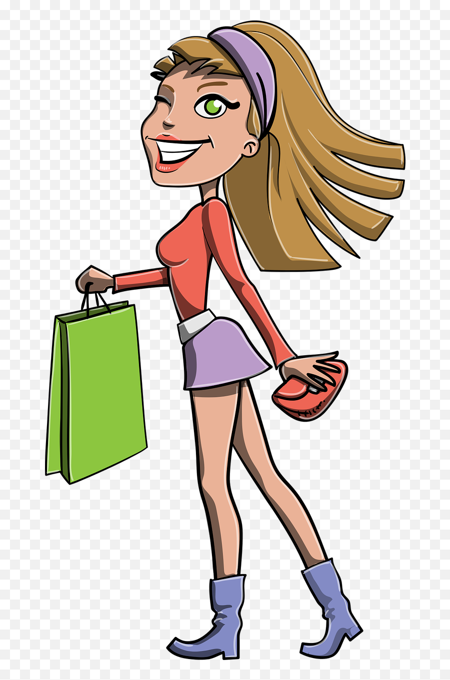 Girl Shopping Bag Gift Blonde - Clipart Png Shopping Girl Emoji,Emoji Bags For Sale