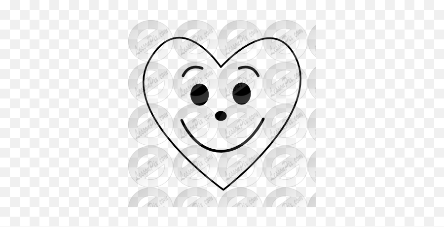 Happy Heart Outline For Classroom Therapy Use - Great Heart Emoji,White Heart Emoticon