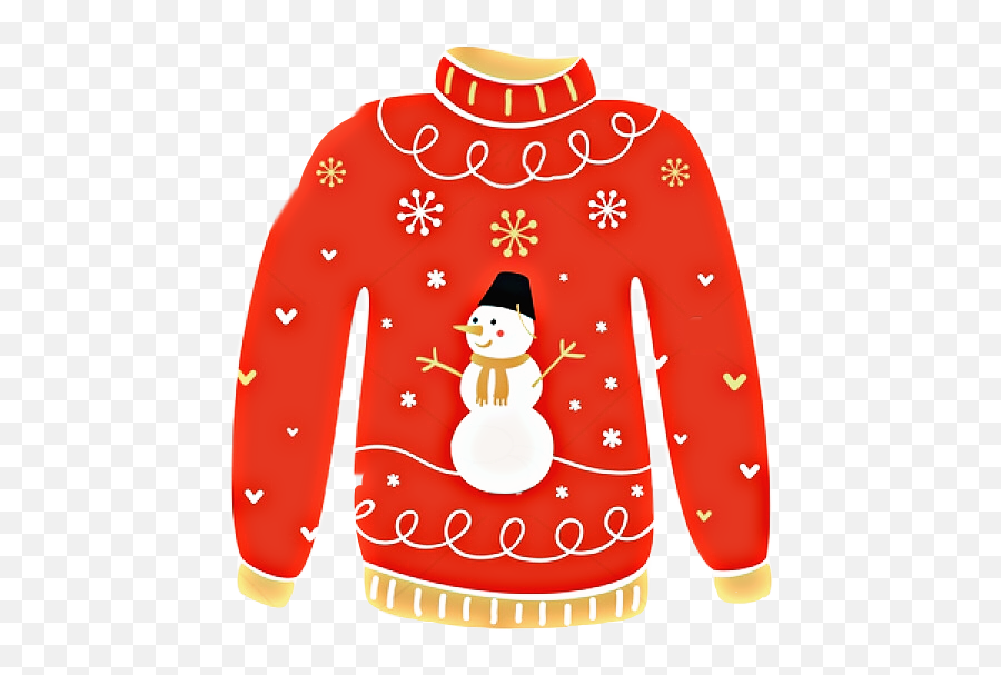 Christmas Snowman Hearts Stars Red Yellow White Black - Sweater Emoji,Black Snowman Emoji