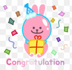 Pink Rabbit Sticker - Party hat Discover Happy Emoji