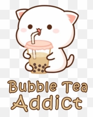 Bubble Tea Addict Cute Tumblr Wallpaper Cute Kawaii - Cute Mochi Stickers Whatsapp Emoji,Bubble Tea Emoji
