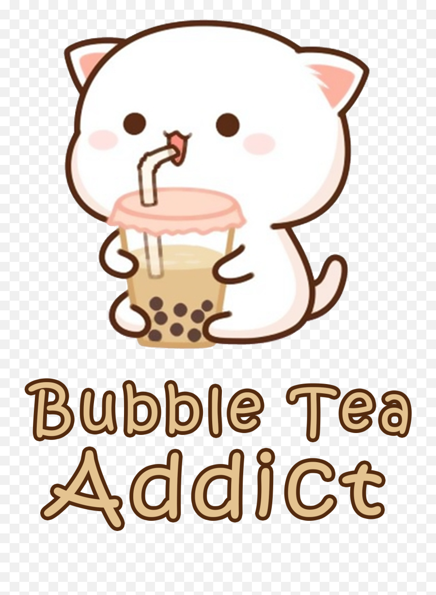 Bubble Tea Addict Cute Tumblr Wallpaper Cute Kawaii - Cute Mochi Stickers Whatsapp Emoji,Bubble Tea Emoji