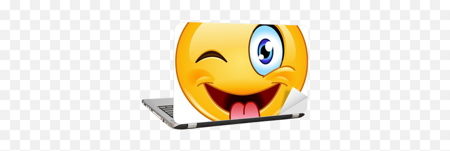 Stuck Out Tongue And Winking Eye Emoticon Laptop Sticker U2022 Pixers U2022 We Live To Change - Smiley Emoji,Eye Emoticon