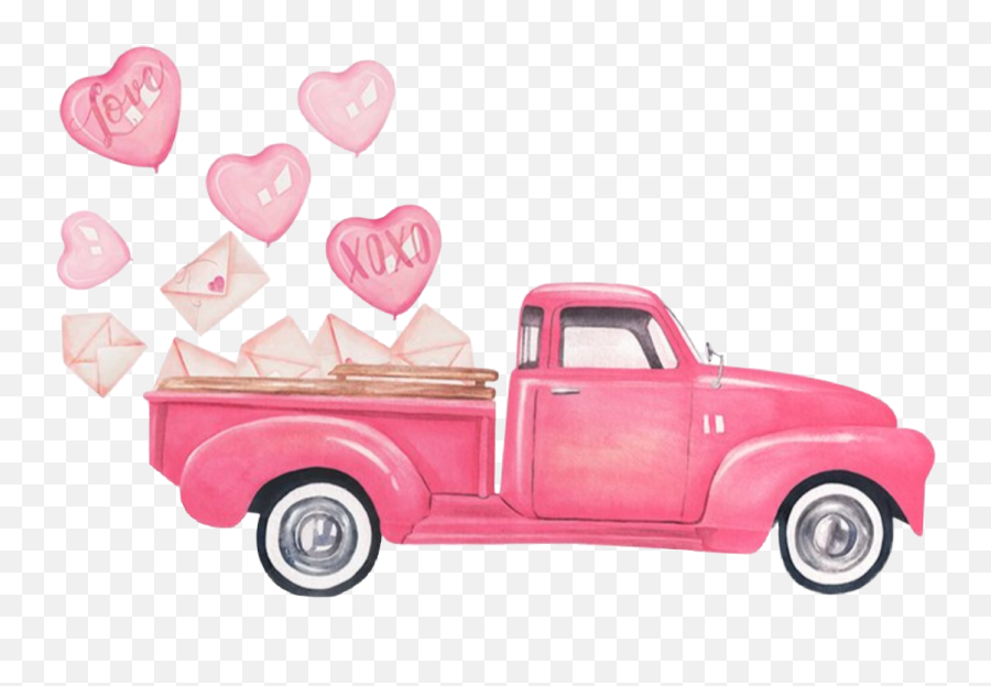 Truck Pink Valentine Valentinesday Xoxo Bemine Card Env - Chevrolet Advance Design Emoji,Emoji Valentine Card
