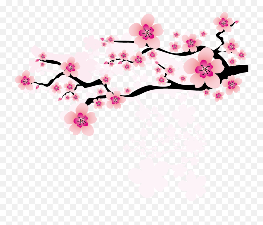 Japanese Cherry Blossom Art Png - Bunga Sakura Vector Png Emoji,Cherry Blossom Emoticon