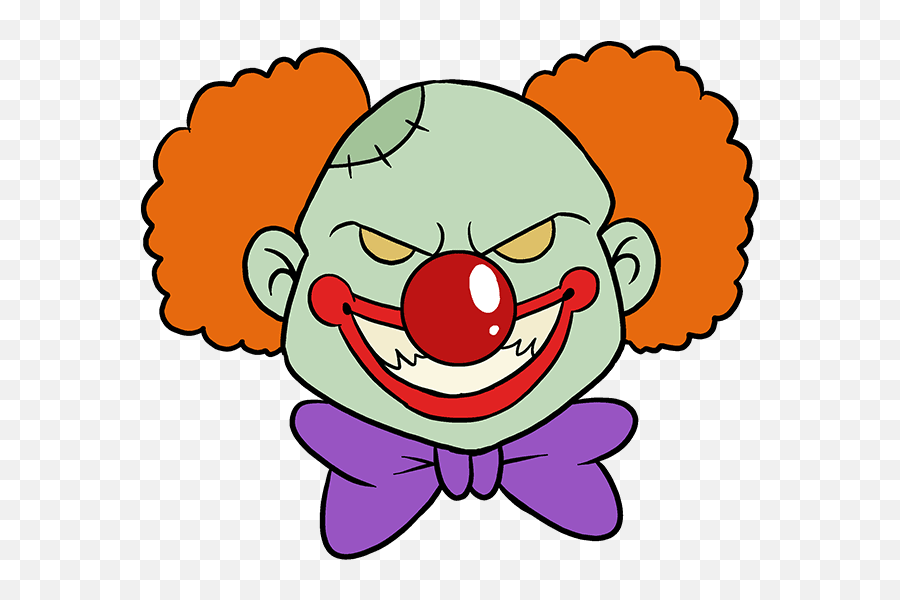 Draw Scary Clown - Clown Face Easy Drawing Emoji,Clown Emoji Transparent