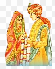 Indian Wedding Couple Clipart Png - Transparent Emoji