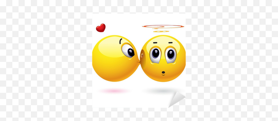 Smiling Balls Kissing Sticker Pixers - Smiley Emoji,Emoji Kiss Pillow