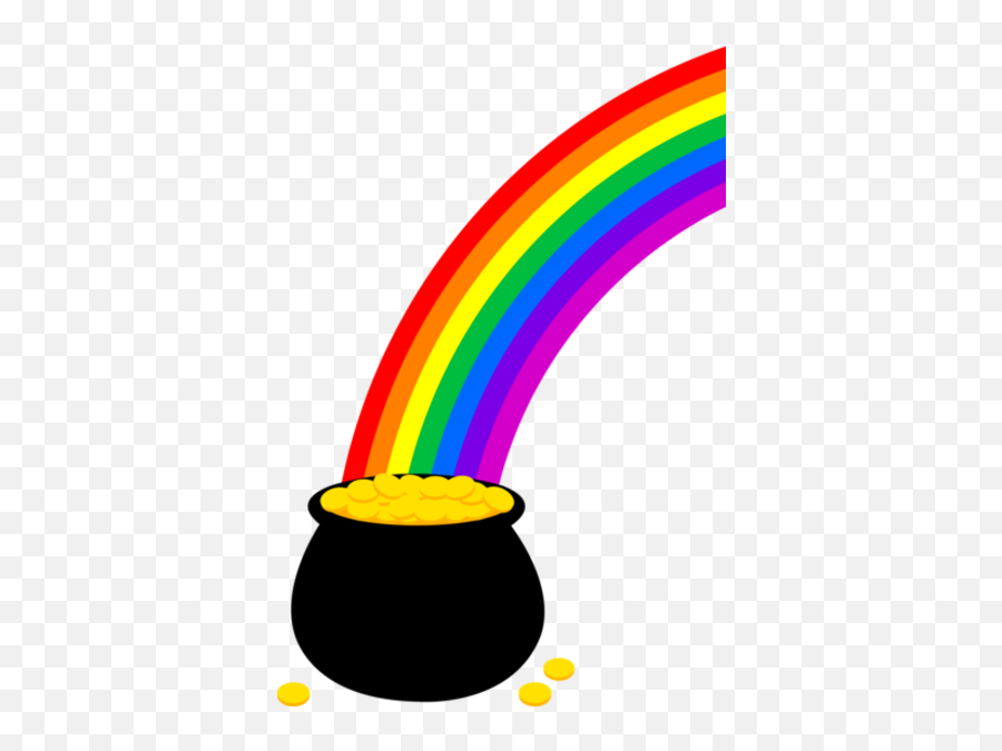 Pot Of Gold Outline - Pot Of Gold With Rainbow Clipart Emoji,Pot Of Gold Emoji