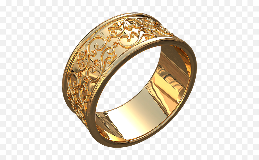 Ring With Patterns Gold Jewelry - Bangle Emoji,Wedding Ring Emoji