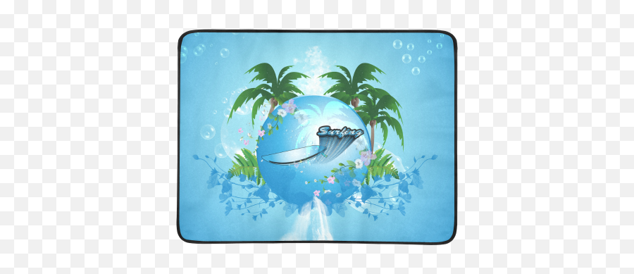 Surfing Tropical Design Beach Mat - Cartoon Emoji,Surfing Emoticon