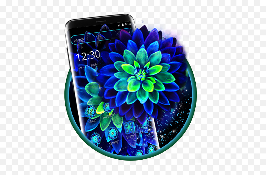 Amazoncom Neon Blue Flower Theme Appstore For Android - Echeveria Emoji,Flower Emojis