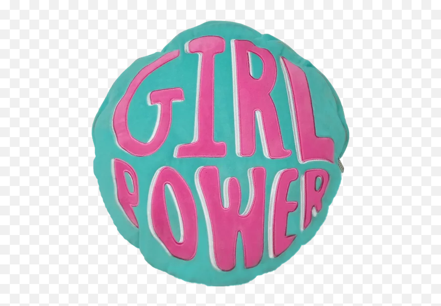 Girl Power Storage Embroidered Pillow - Girl Power Turquoise Png Emoji,Girl Power Emoji
