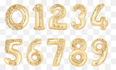 Number 0 1 2 3 4 5 6 7 8 9 Numbers Gold - For Picsart Emoji