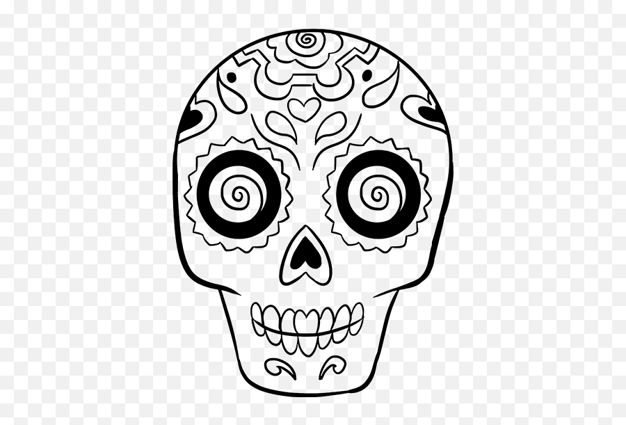 Unique Drawing Sugar Skull Transparent Png Clipart Free - Sugar Skull Easy Drawing Emoji,Skull Emoticons