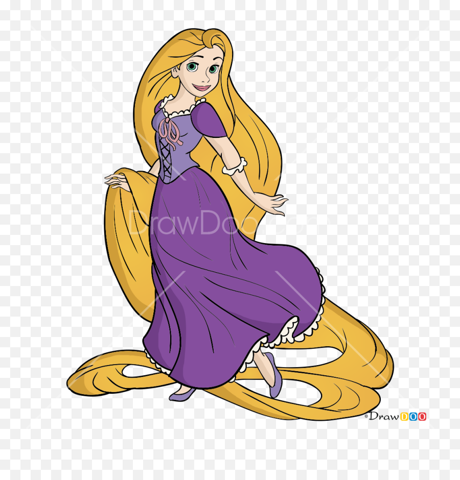 How To Draw Rapunzel Cartoon Princess - Cartoon Princess Rapunzel Drawing Emoji,Rapunzel Emoji
