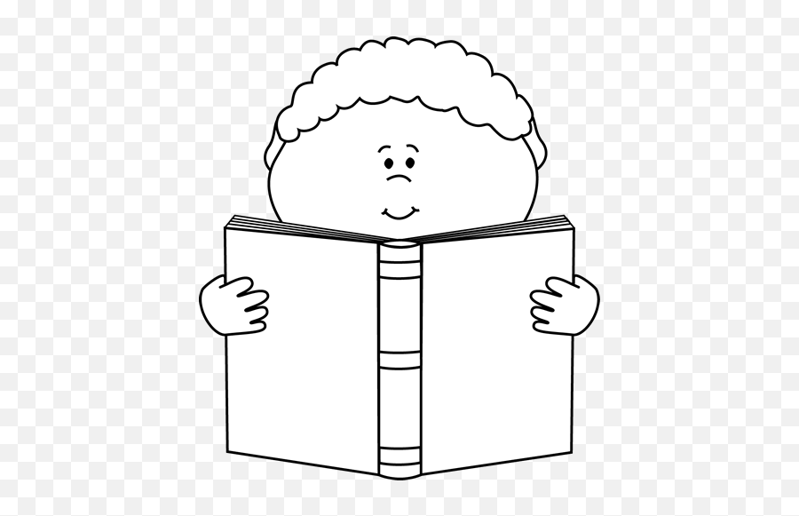 Black And White Clipart Boy Reading - Boy With Book Clipart Black And White Emoji,Boy And Book Emoji