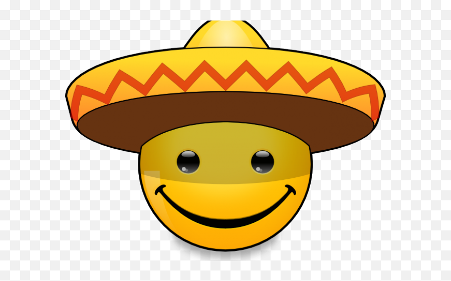 Emoji Face Clipart Spanish Feeling - Smiley Face With Mexican Hat,Happy Emoji Face