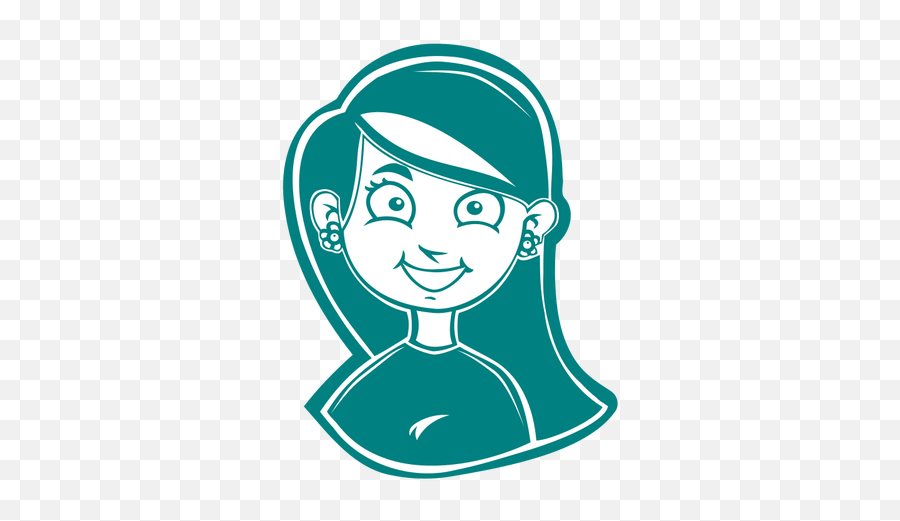 Senhora Sorridente Azul - Happy Girl Clipart Black And White Emoji,Chin Emoji