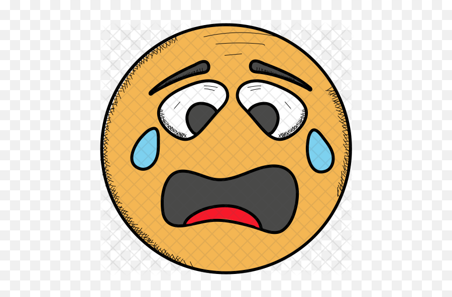Crying Emoji Icon Of Colored Outline - Clip Art,Animated Crying Emoticon