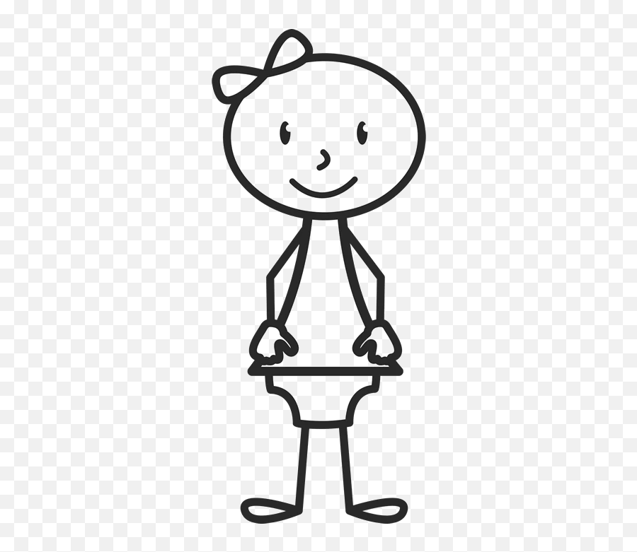 Stick Figure Newborn Baby With Bow - Girl Clip Art Black And White Emoji,Rosy Cheeks Emoji