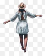 Back Walking Woman Girl Standing - Costume Hat Emoji,Walking Girl Emoji