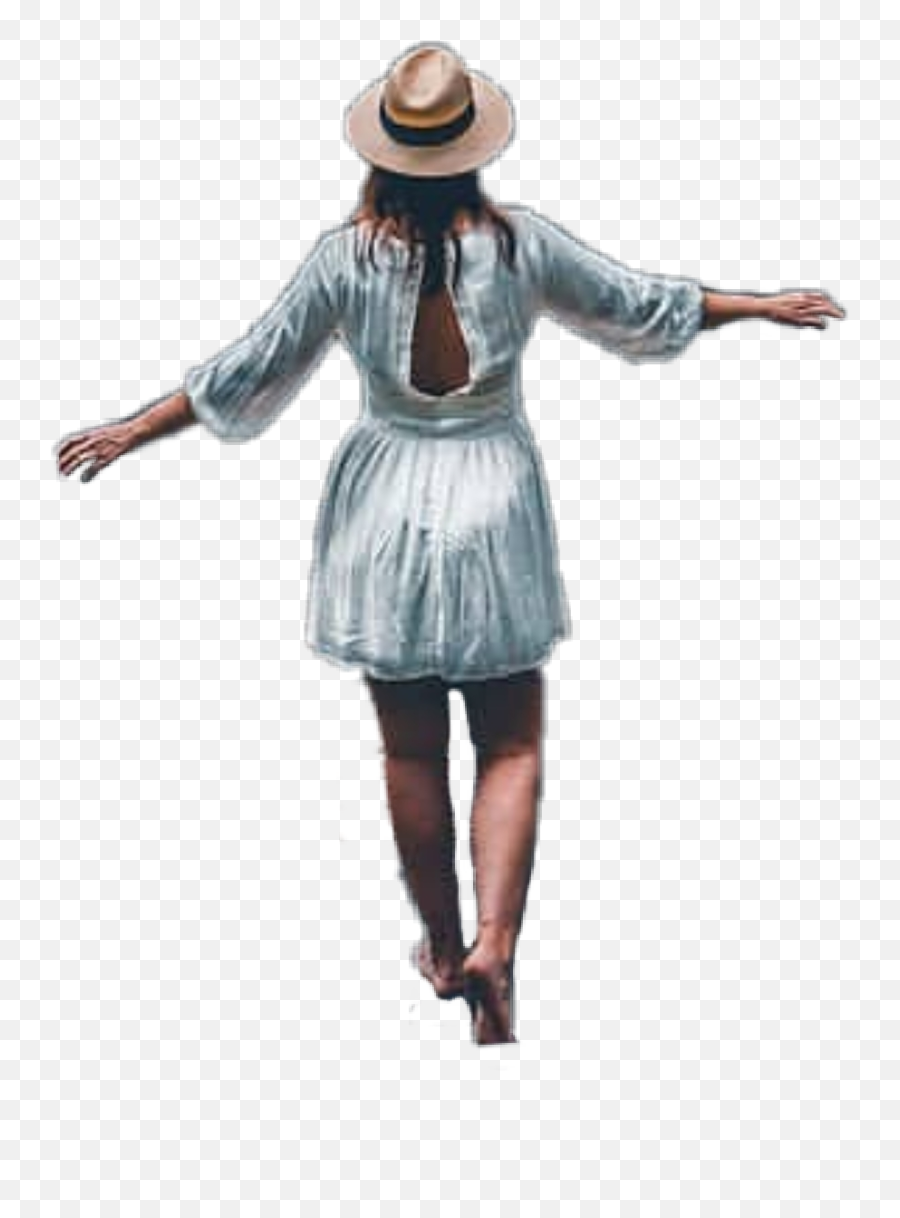 Back Walking Woman Girl Standing - Costume Hat Emoji,Walking Girl Emoji