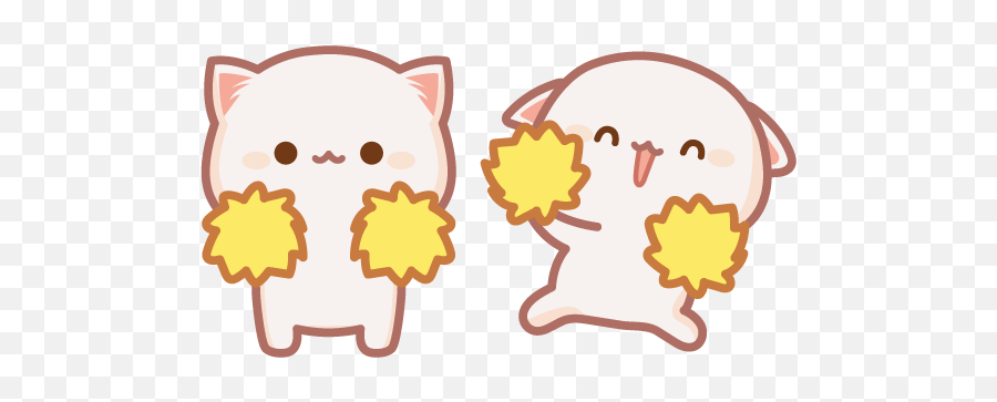 Cute Mochi Mochi Peach Cat With Pompoms Cursor U2013 Custom - Peach Cat Cute Mochi Mochi Emoji,Cat Emoji Set