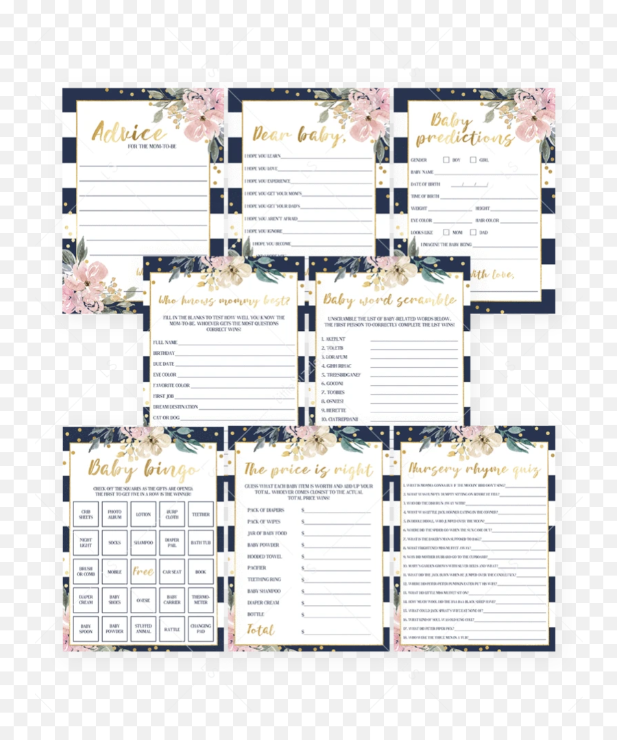 Navy Stripes And Pink Florals Gift List - Document Emoji,Guess The Emoji Eyes And Music Notes
