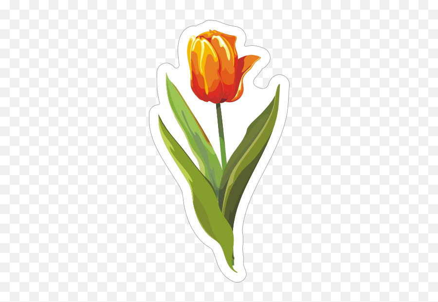 Short Orange Tulip Flower Sticker - Tulip Emoji,Tulip Emoji