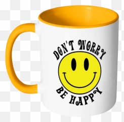 Retro Dont Worry Be Happy Smiley Face - Mug Emoji,Hippo Emoticon
