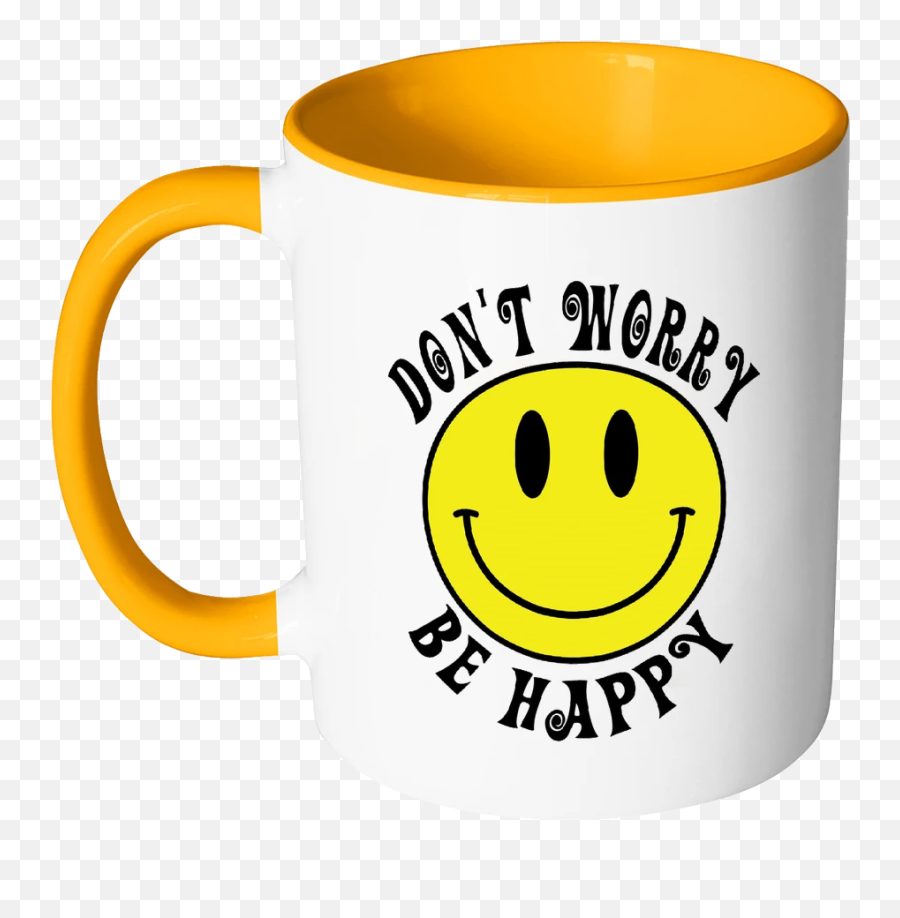 Retro Dont Worry Be Happy Smiley Face - Mug Emoji,Hippo Emoticon
