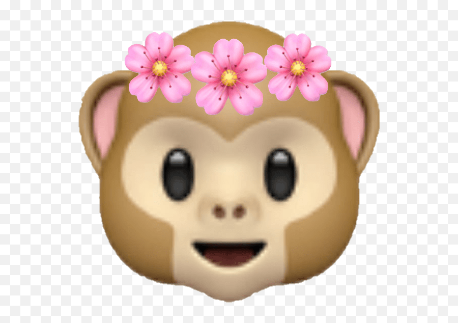 Download Emoji Monkey Flower Sticker By Chloe2915 - Cartoon Emoji Monkey,Emoji With Flower