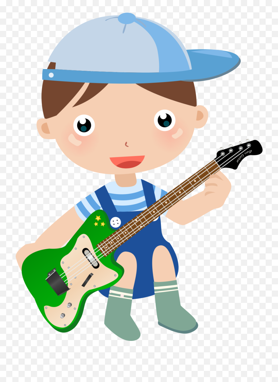 Clipart Guitar Baby Transparent - Baby Playing Musical Instruments Cartoon Emoji,Boy Microphone Baby Emoji