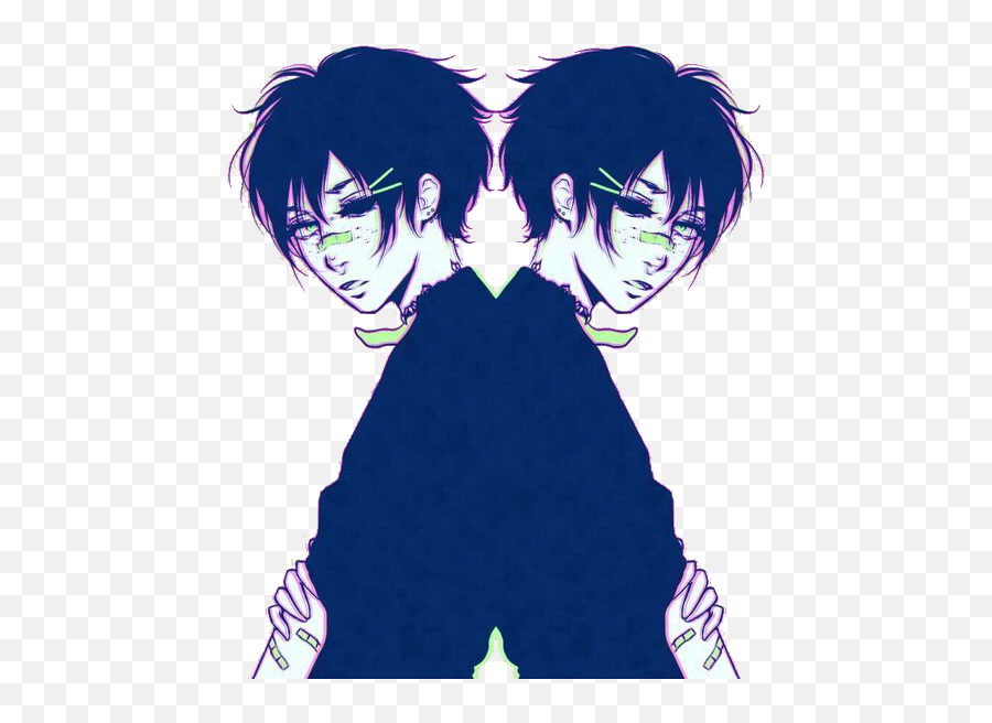 Aesthetic Vaporwave Sad Twin Sad - Aesthetic Pastel Goth Anime Boy Emoji,Twin Emoji Png