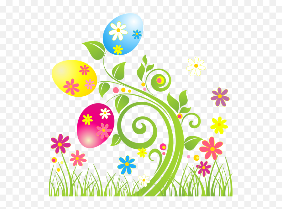 Easter Egg Decoration With Flowers Png Transparent - Easter Clip Art Easter Flowers Emoji,Easter Emoji