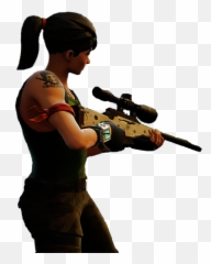 Fortnite Videogame Female Shot Gun - Character Sniping Png Emoji