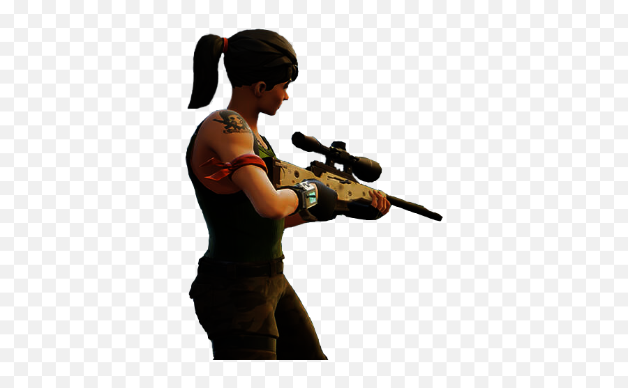 Fortnite Videogame Female Shot Gun - Fortnite Character Sniping Png Emoji,Apple Gun Emoji