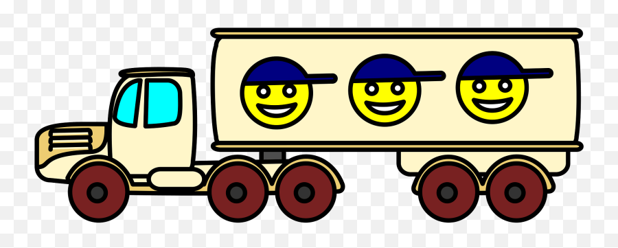 Semi Truck With Smileys On The Trailer Clipart Free - Happy Emoji,Snowing Emoticon
