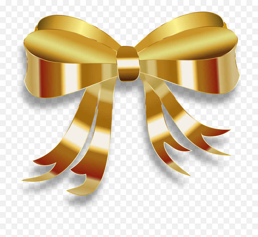Ribbon Bow Decorative Ornamental - Golden Ribbon Clipart Emoji,Emoji Birthday Presents