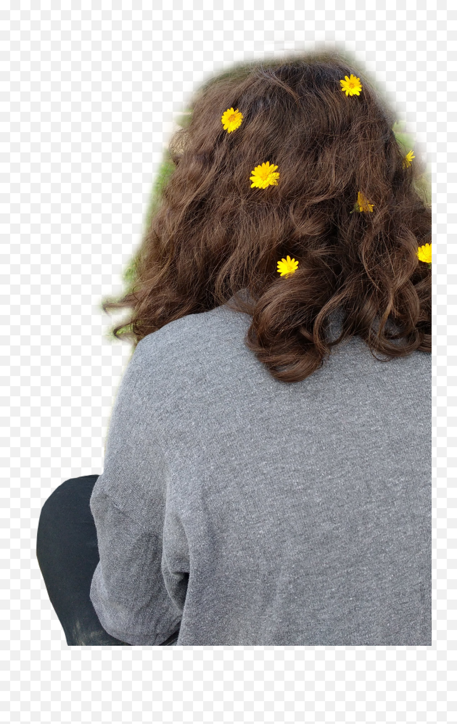 Aesthetic Yellow Flower Girl Hair - Girl Emoji,Flower In Hair Emoji