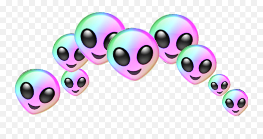 Holographicrainbowemojialiencrown Freetoedit - Aesthetic Alien Emoji Png,Alien Emoji Png