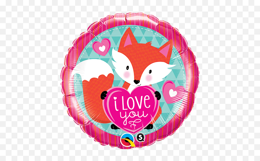 18 Love You Foxy Heart Balloon Bargain Balloons - Mylar Balloon Emoji,Heart Emoji Balloon