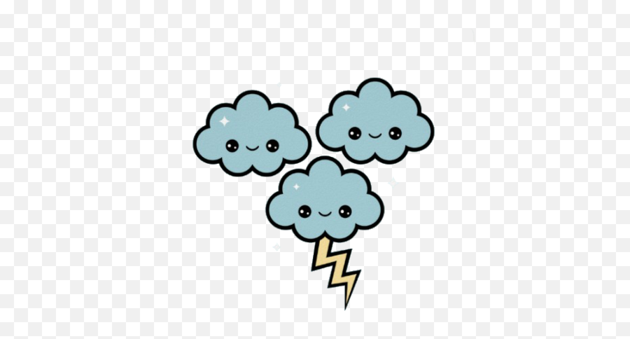 Kawaii Cute Cloud Thunder Sticker By Omgitslaur - Kawaii Cute Cloud Png Emoji,Thunder Cloud Emoji