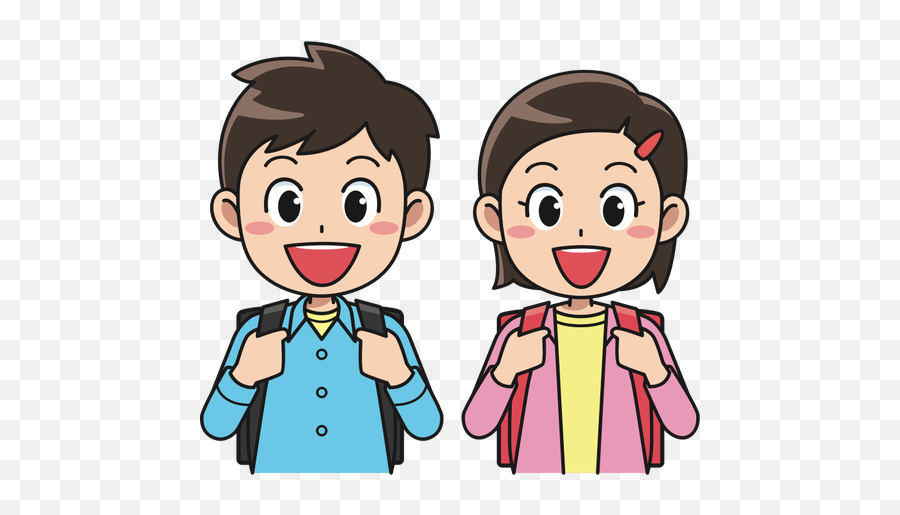 Students With Backpacks Image - Brother And Sister Cartoon Emoji,Emoji Backpacks For School