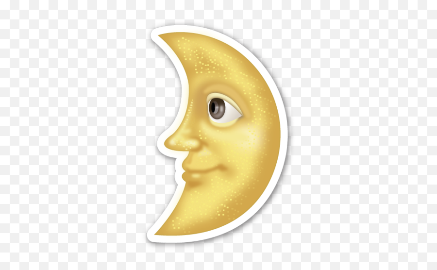 First Quarter Moon With Face - Moon Crescent Emoji,Crescent Moon Emoji