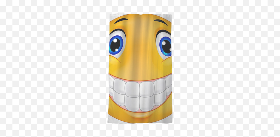 Happy Smiley Face Sheer Window Curtain - Wide Grin Emoji,Cross Eyed Emoticons